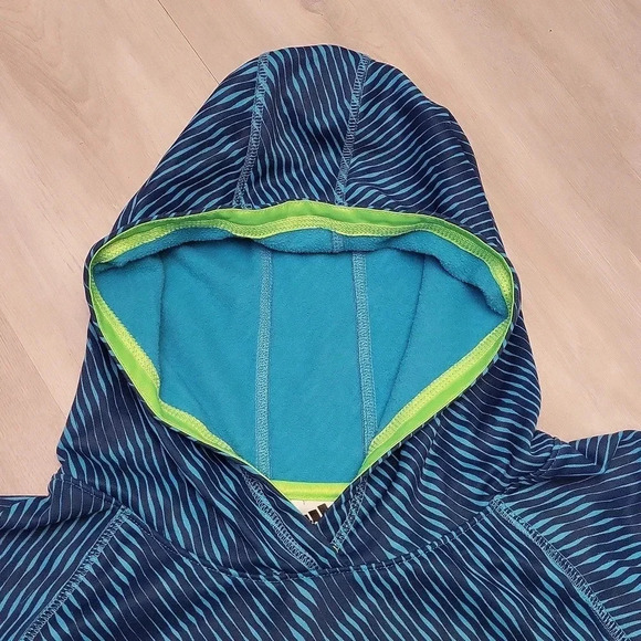 Adidas Blue Teal Wavy Pattern Hooded Long Sleeve Sweatshirt Youth Size XL‎ - Picture 5 of 11